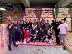 The Youth crew at axe throwing in 2022